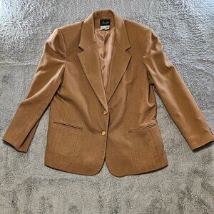 Women's Vintage 1990's Radcliffe Tan Brown Blazer Size 16 Pure Wool